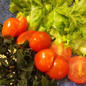 レタスとトマトとわかめのサラダ